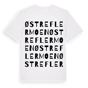 Østre Flermoen ordlek t-shirt – ekologisk bomull t-shirt från Pinshirt