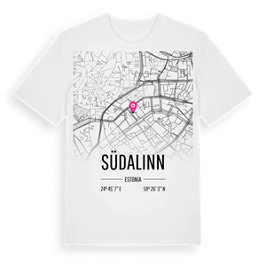 Südalinn karta t-shirt – ekologisk bomull t-shirt från Pinshirt