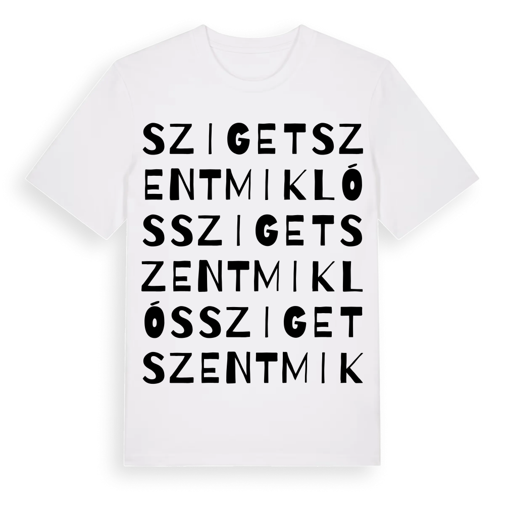 Szigetszentmiklós ordlek t-shirt – White, i miljö