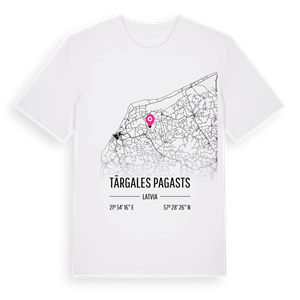 Tārgales pagasts karta t-shirt – ekologisk bomull t-shirt från Pinshirt