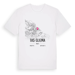 Tas-Sliema karta t-shirt – ekologisk bomull t-shirt från Pinshirt