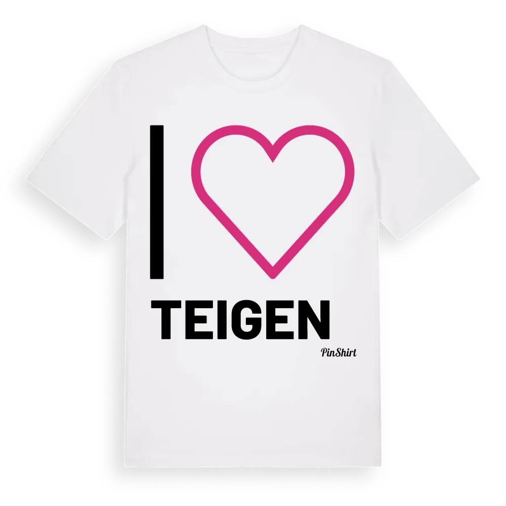 Jag älskar Teigen t-shirt stort tryck i miljö