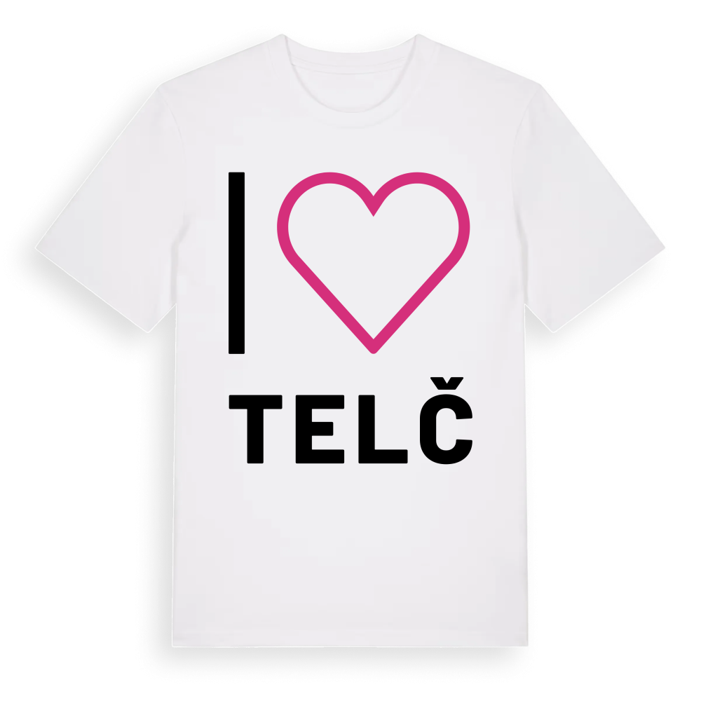 Jag älskar Telč t-shirt stort tryck – White, i miljö