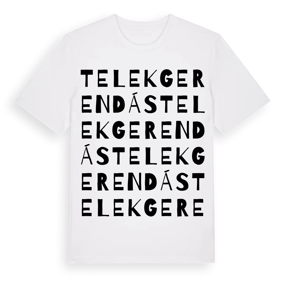 Telekgerendás ordlek t-shirt – White, i miljö