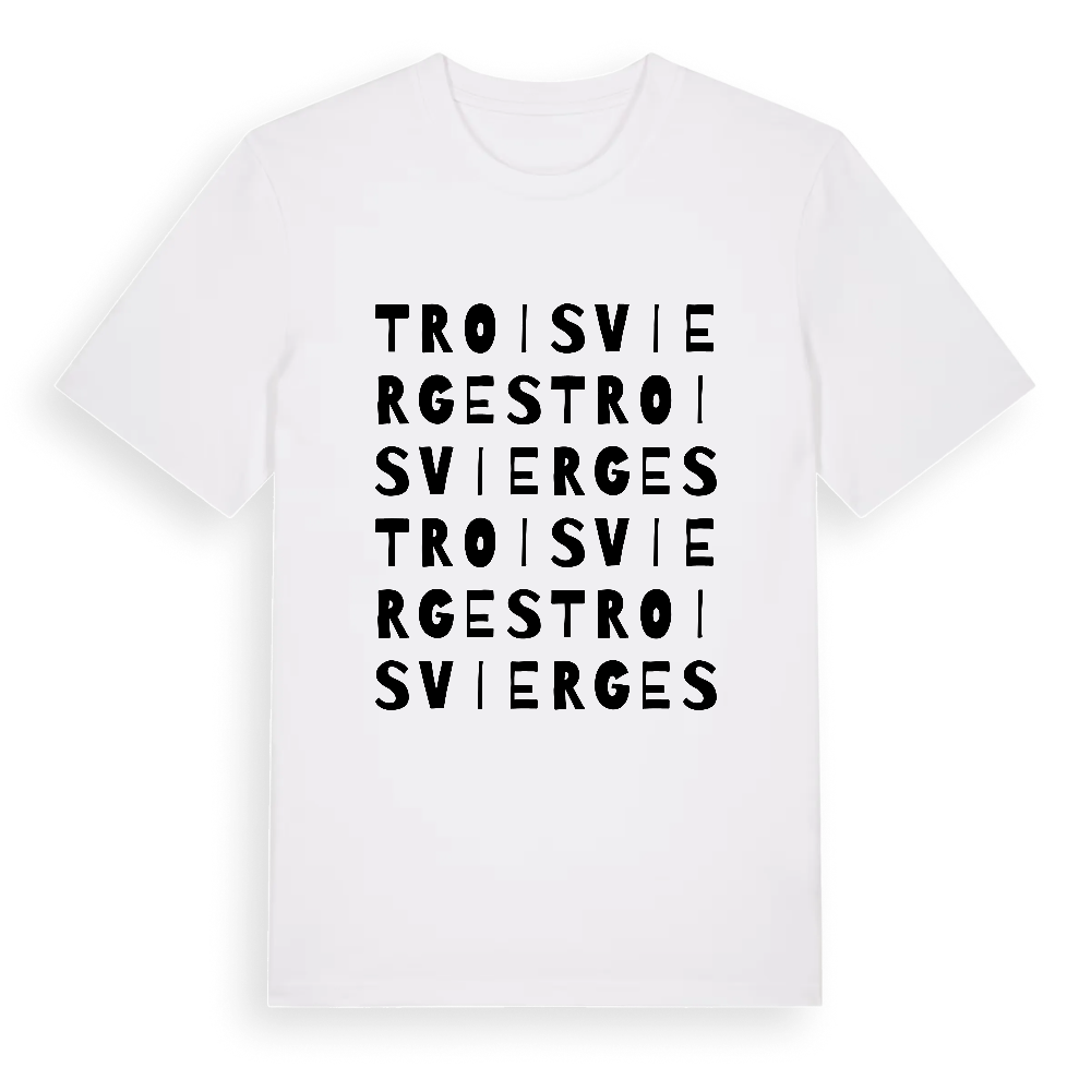 Troisvierges ordlek t-shirt – White, i miljö