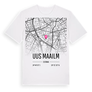Uus Maailm karta t-shirt – ekologisk bomull t-shirt från Pinshirt
