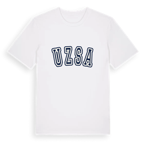 Uzsa college t-shirt – ekologisk bomull t-shirt från Pinshirt