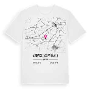 Vadakstes pagasts karta t-shirt – ekologisk bomull t-shirt från Pinshirt