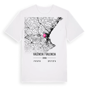 València / Valencia karta t-shirt – ekologisk bomull t-shirt från Pinshirt