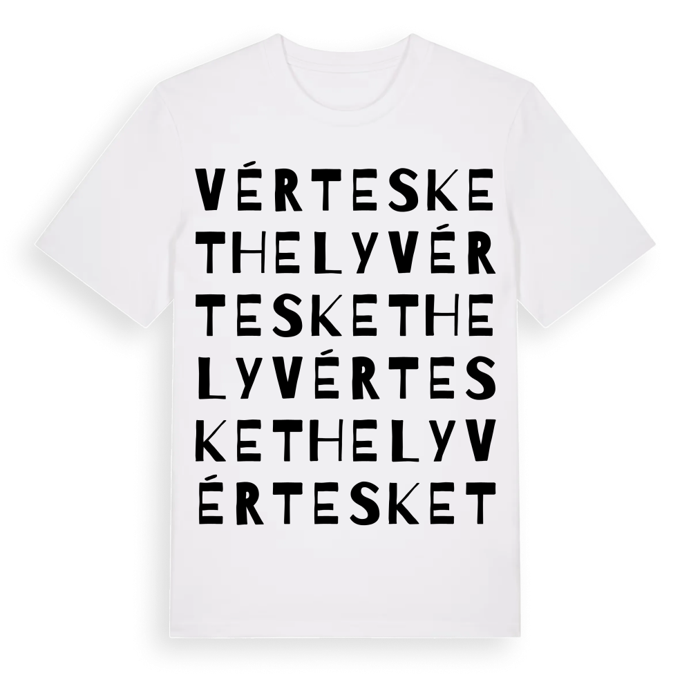 Vérteskethely ordlek t-shirt – White, i miljö