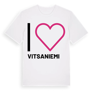 Jag älskar Vitsaniemi t-shirt stort tryck – ekologisk bomull t-shirt från Pinshirt