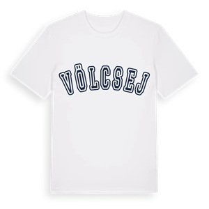Völcsej college t-shirt – ekologisk bomull t-shirt från Pinshirt
