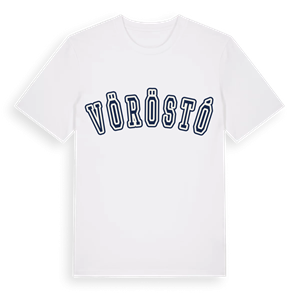Vöröstó college t-shirt – ekologisk bomull t-shirt från Pinshirt