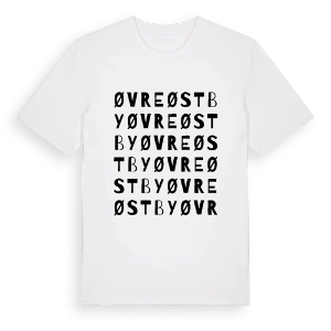 Øvre Østby ordlek t-shirt – ekologisk bomull t-shirt från PinShirt