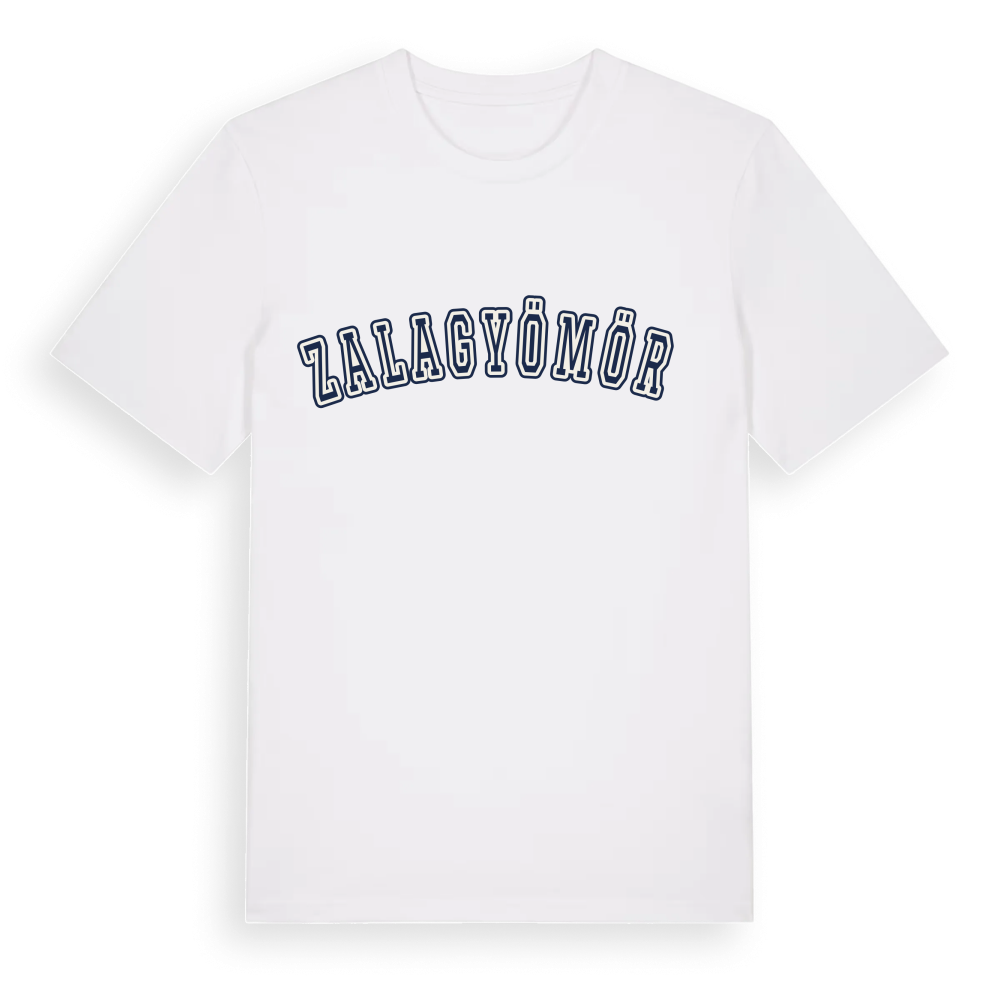 Zalagyömörő college t-shirt – White, i miljö