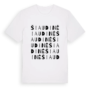 Šiaudinė ordlek t-shirt – ekologisk bomull t-shirt från Pinshirt