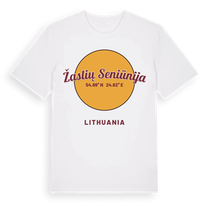 Žaslių seniūnija cirkel t-shirt – ekologisk bomull t-shirt från Pinshirt
