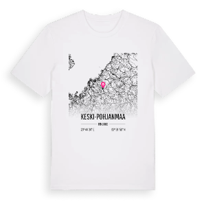 Keski-Pohjanmaa karta t-shirt – ekologisk bomull t-shirt från Pinshirt