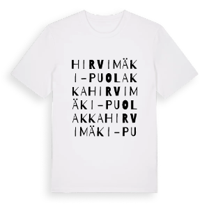 Hirvimäki-Puolakka ordlek t-shirt – ekologisk bomull t-shirt från Pinshirt