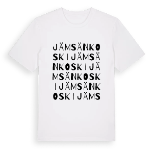 Jämsänkoski ordlek t-shirt – ekologisk bomull t-shirt från Pinshirt