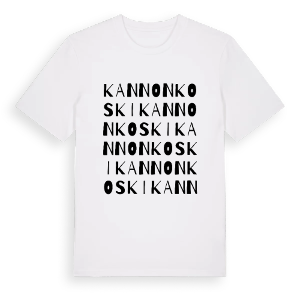 Kannonkoski ordlek t-shirt – ekologisk bomull t-shirt från Pinshirt