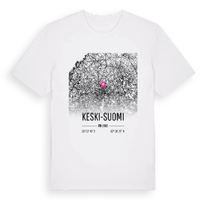 Keski-Suomi karta t-shirt – ekologisk bomull t-shirt från Pinshirt