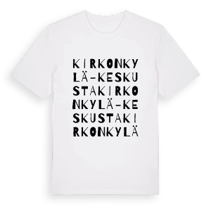 Kirkonkylä-Keskusta ordlek t-shirt – ekologisk bomull t-shirt från Pinshirt