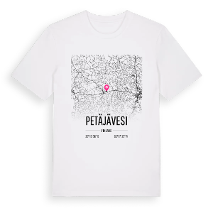 Petäjävesi karta t-shirt – ekologisk bomull t-shirt från Pinshirt