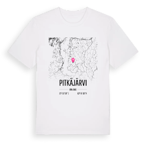 Pitkäjärvi karta t-shirt – ekologisk bomull t-shirt från Pinshirt