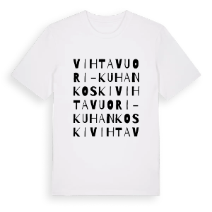 Vihtavuori-Kuhankoski ordlek t-shirt – ekologisk bomull t-shirt från Pinshirt