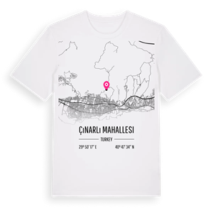 Çınarlı Mahallesi karta t-shirt – ekologisk bomull t-shirt från Pinshirt