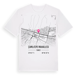 Çamlıtepe Mahallesi karta t-shirt – ekologisk bomull t-shirt från Pinshirt
