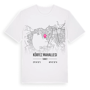 Körfez Mahallesi karta t-shirt – ekologisk bomull t-shirt från Pinshirt