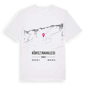 Körfez Mahallesi karta t-shirt – ekologisk bomull t-shirt från Pinshirt