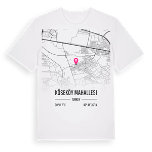 Köseköy Mahallesi karta t-shirt – ekologisk bomull t-shirt från Pinshirt