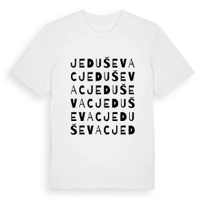 Jeduševac ordlek t-shirt – ekologisk bomull t-shirt från Pinshirt