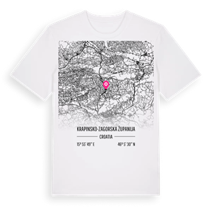 Krapinsko-zagorska županija karta t-shirt – ekologisk bomull t-shirt från Pinshirt
