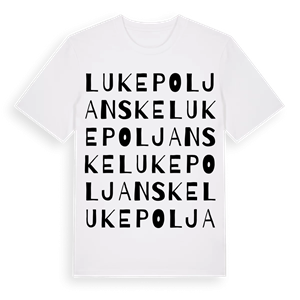 Luke Poljanske ordlek t-shirt – ekologisk bomull t-shirt från Pinshirt