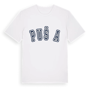 Pušća college t-shirt – ekologisk bomull t-shirt från Pinshirt