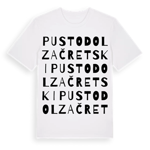 Pustodol Začretski ordlek t-shirt – ekologisk bomull t-shirt från Pinshirt