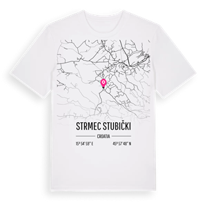 Strmec Stubički karta t-shirt – ekologisk bomull t-shirt från Pinshirt