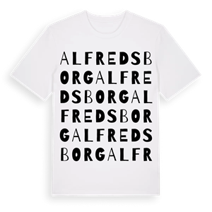 Alfredsborg ordlek t-shirt – ekologisk bomull t-shirt från Pinshirt