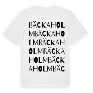 Bäckaholm ordlek t-shirt – ekologisk bomull t-shirt från Pinshirt