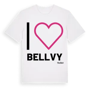 Jag älskar Bellvy t-shirt stort tryck – ekologisk bomull t-shirt från Pinshirt