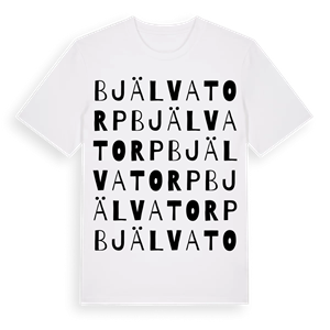 Bjälvatorp ordlek t-shirt – ekologisk bomull t-shirt från Pinshirt