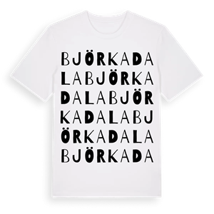 Björkadala ordlek t-shirt – ekologisk bomull t-shirt från Pinshirt
