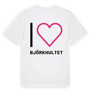 Jag älskar Björkhultet t-shirt stort tryck – ekologisk bomull t-shirt från Pinshirt