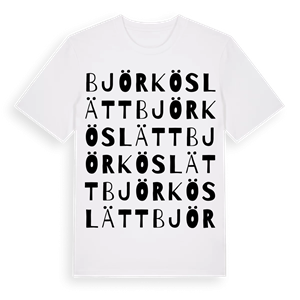 Björköslätt ordlek t-shirt – ekologisk bomull t-shirt från Pinshirt