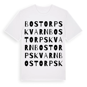 Bostorps kvarn ordlek t-shirt – ekologisk bomull t-shirt från Pinshirt