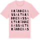 Pink Cotton t-shirt med Brännebassalt ordlek t-shirt